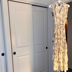 1. State Cream Floral Ruffle Tie-Waist Maxi Dress